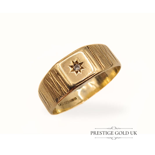 Clearance Item: Vintage 9ct Gold Textured Signet Ring - Size UK W, US 11, Euro 64.5