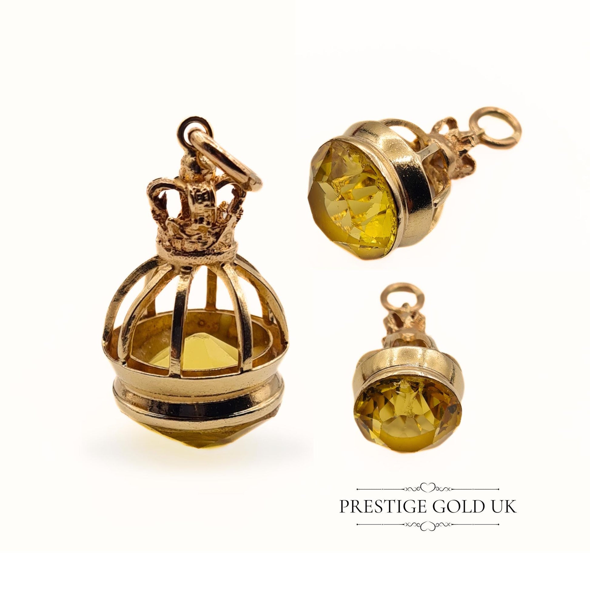 Clearance Item: 9ct Gold Citrine Crown Pendant