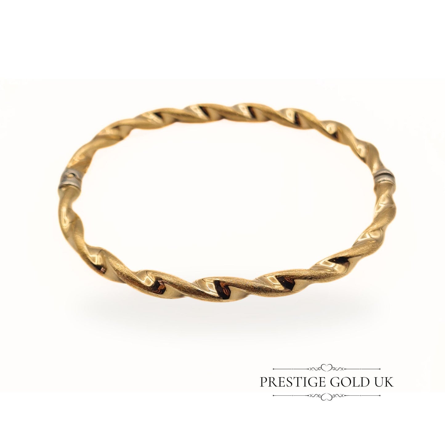 Vintage 9ct Gold Hollow Twist Bangle - Hinged