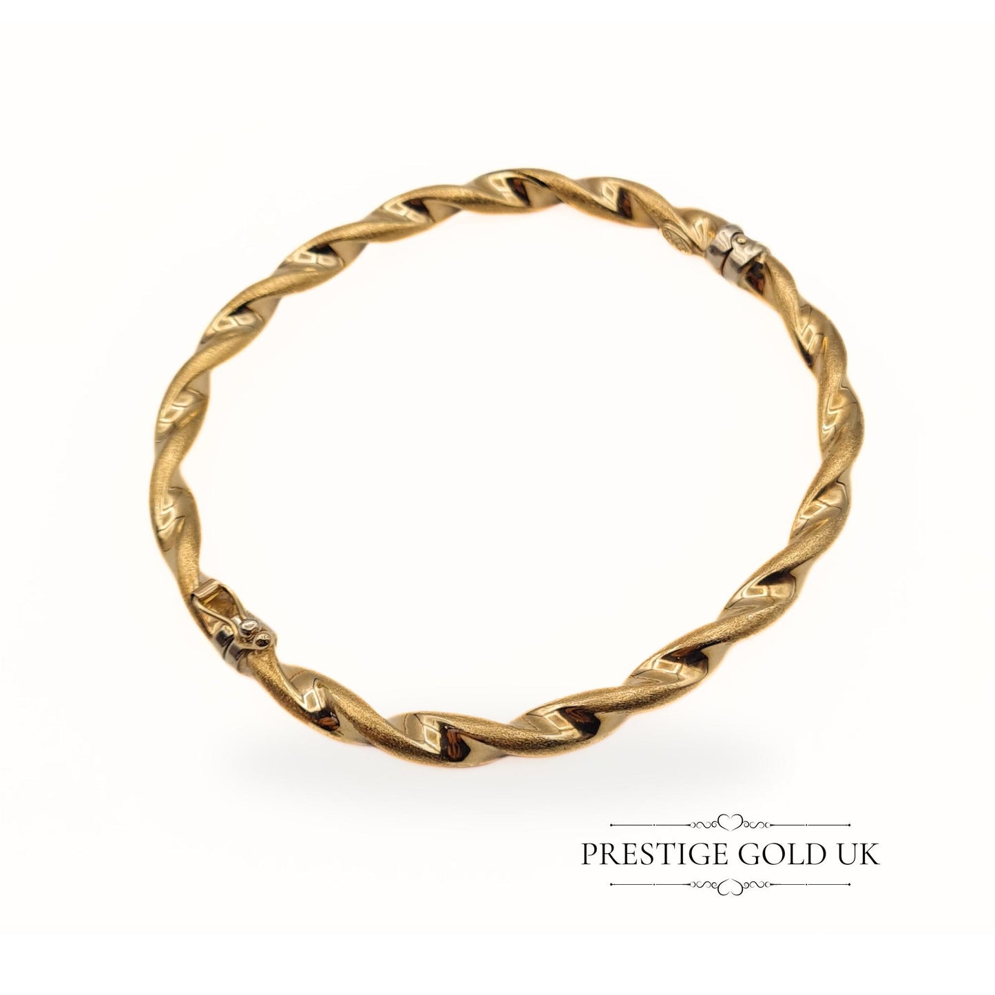 Vintage 9ct Gold Hollow Twist Bangle - Hinged