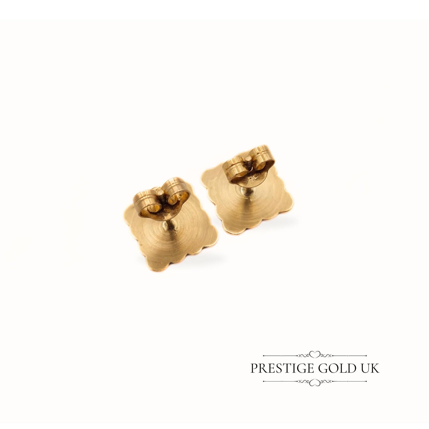 Vintage 9ct Gold Square Stud Earrings - 9mm