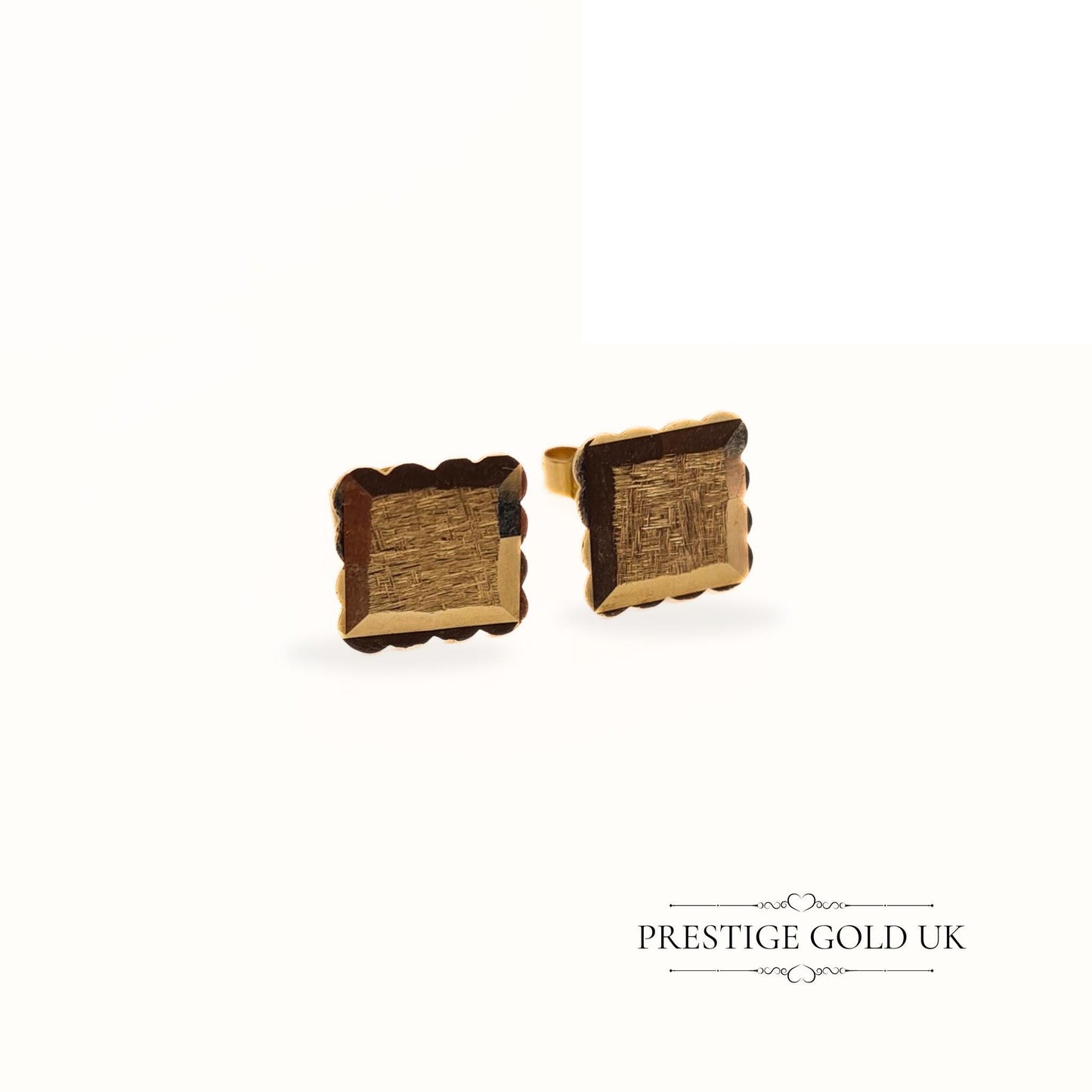 Vintage 9ct Gold Square Stud Earrings - 9mm