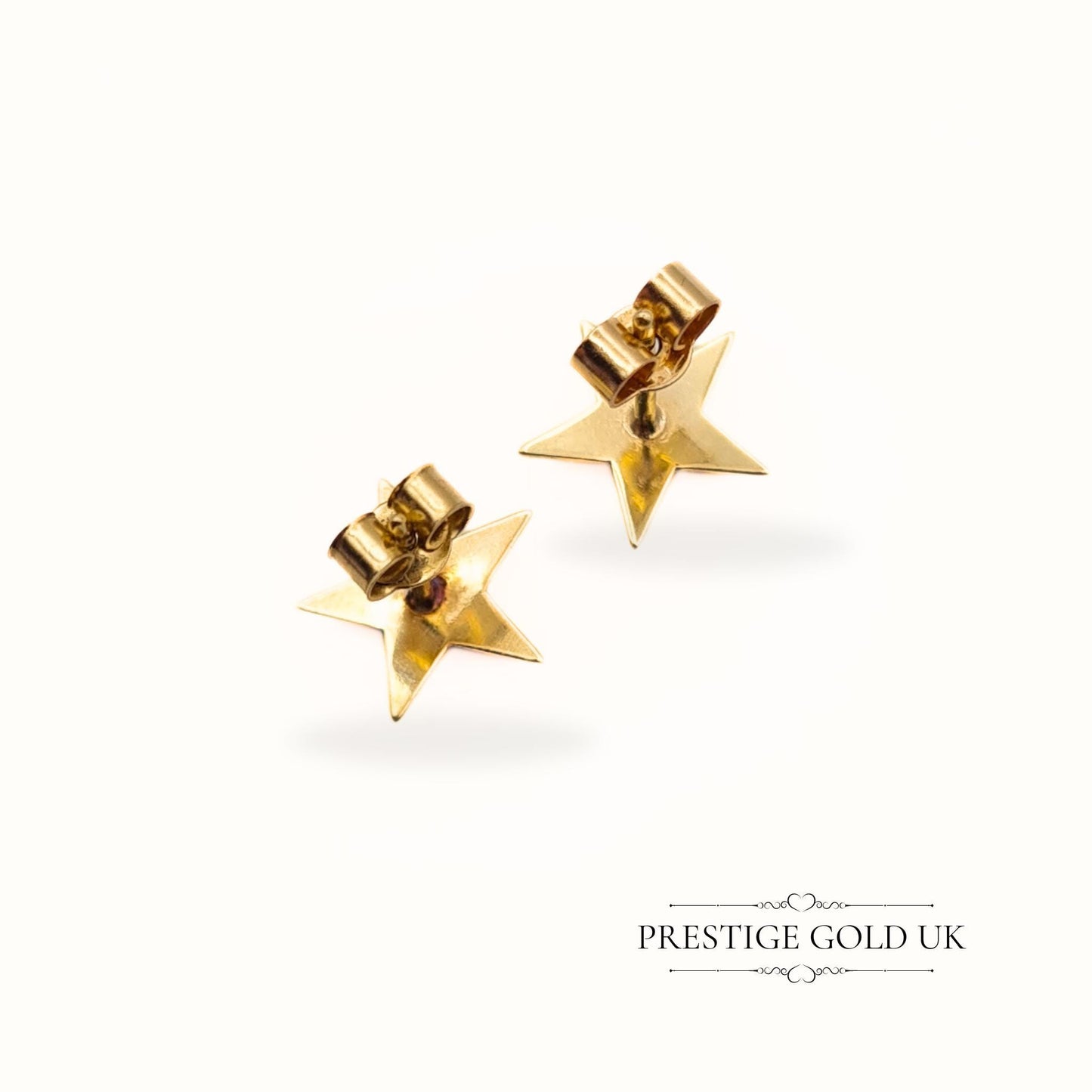 Vintage 9ct Gold Star Stud Earrings - 9 mm