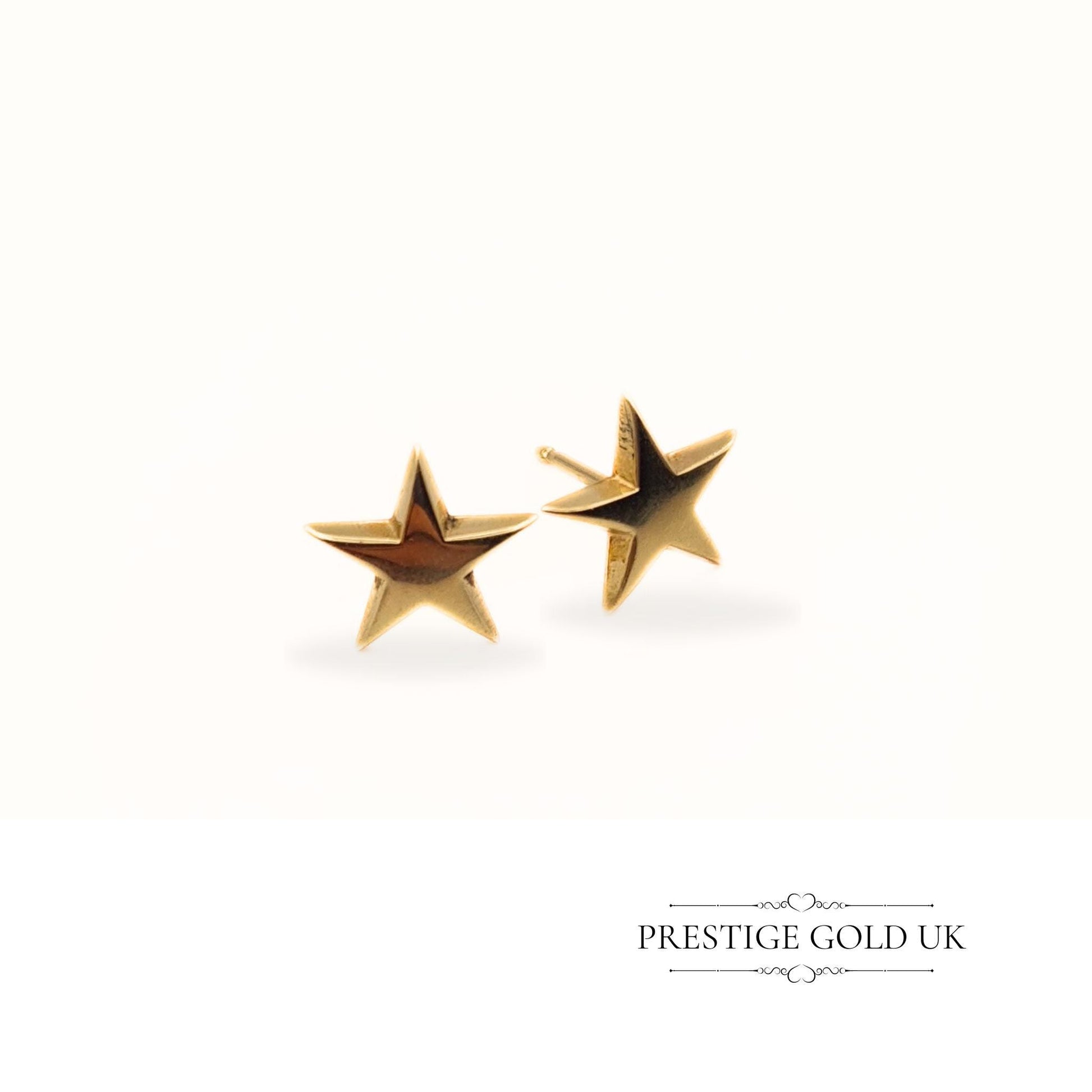 Vintage 9ct Gold Star Stud Earrings - 9 mm