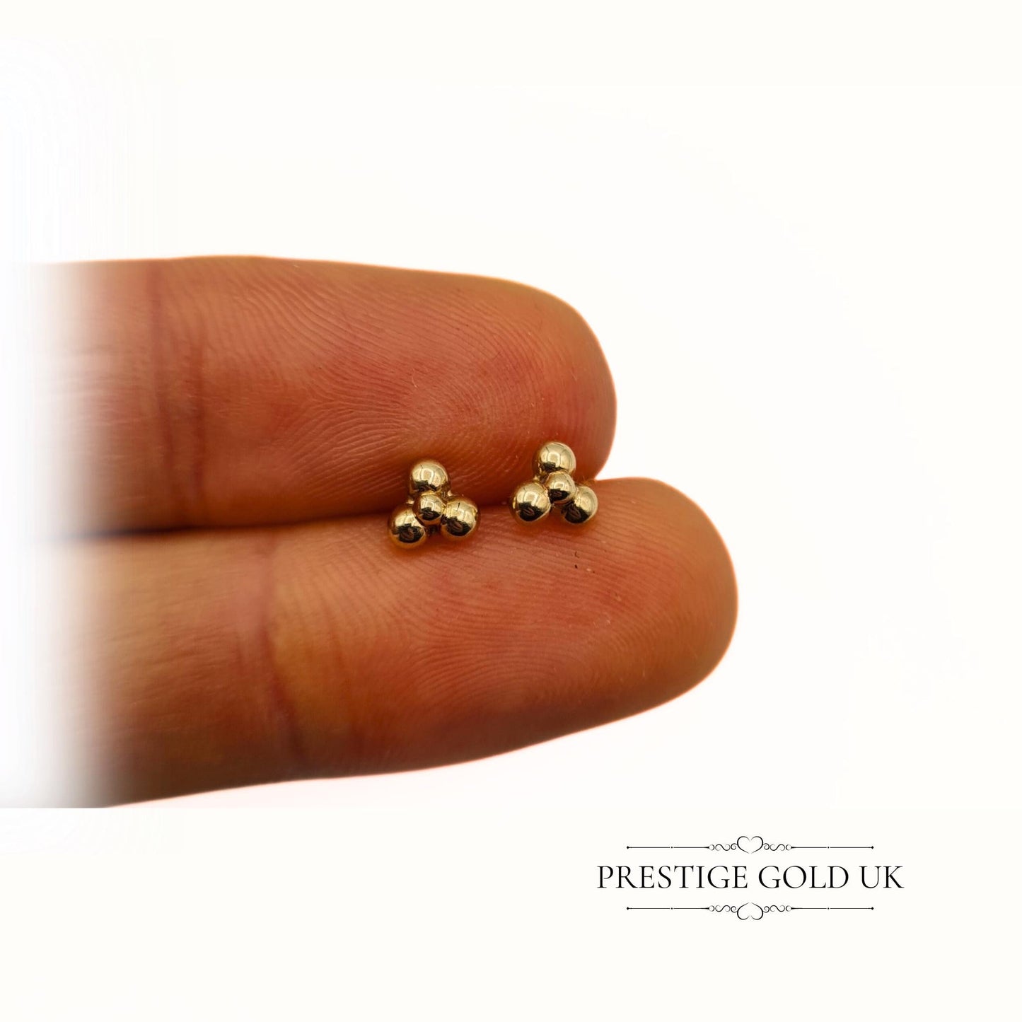 Vintage 9ct Gold Four Ball Stud Earrings - 5mm Across