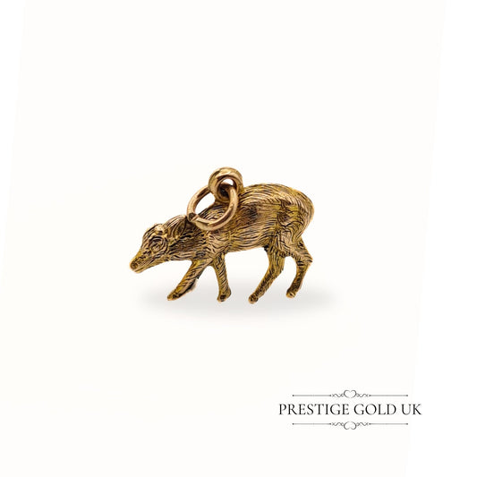 Vintage 9ct Gold Baby Calf Pendant Charm