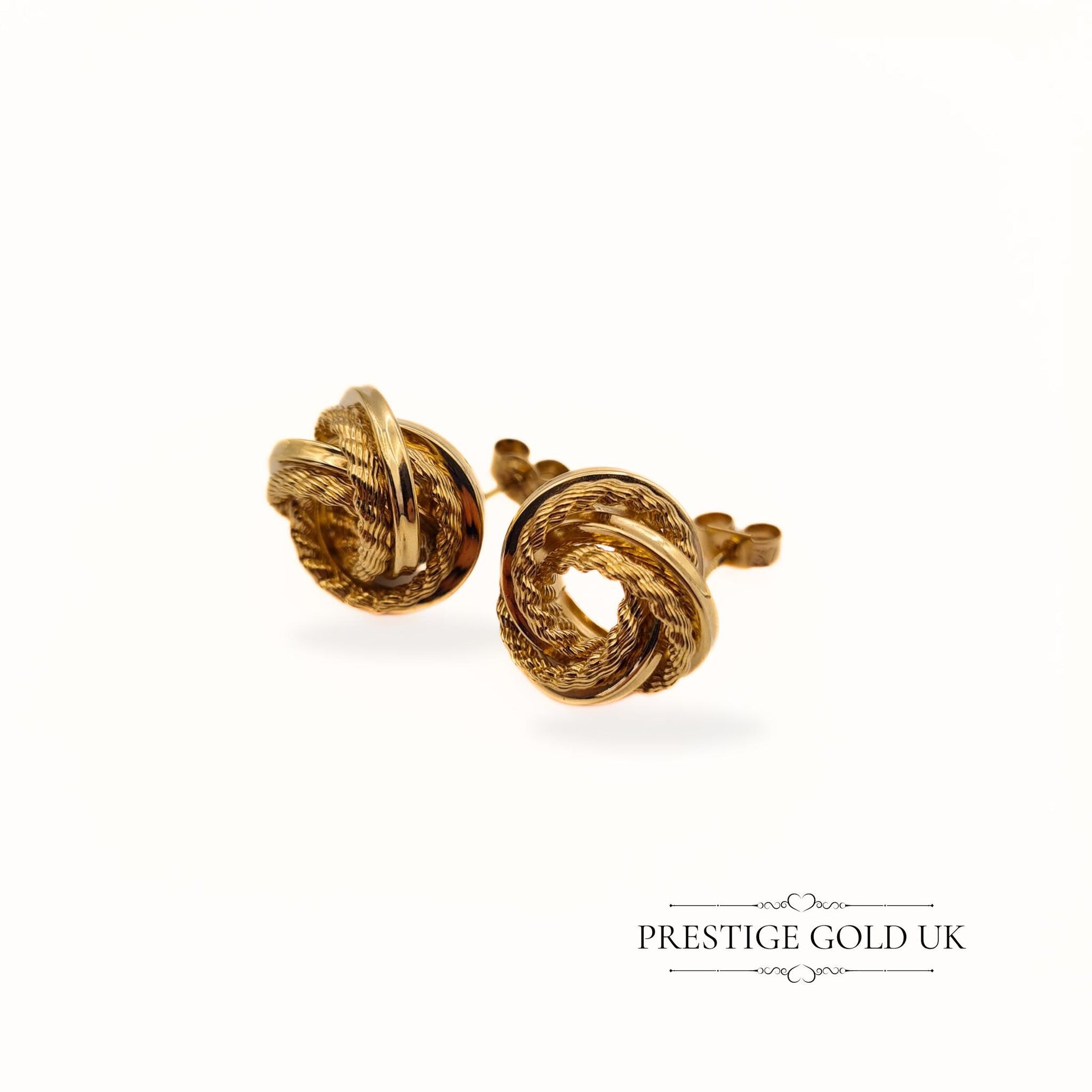 Vintage Large 9ct Gold Knot Earrings - 15mm Across