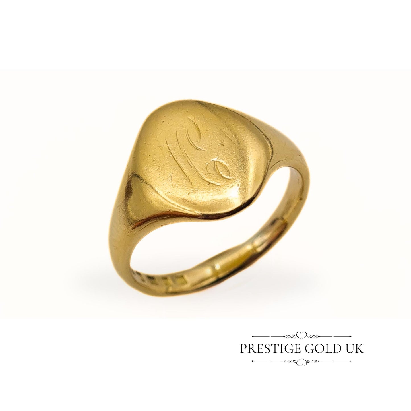 1930s 18ct Heavy Solid Gold Signet Ring -  Size UK Q 1/2, US 8 1/2, Euro 58