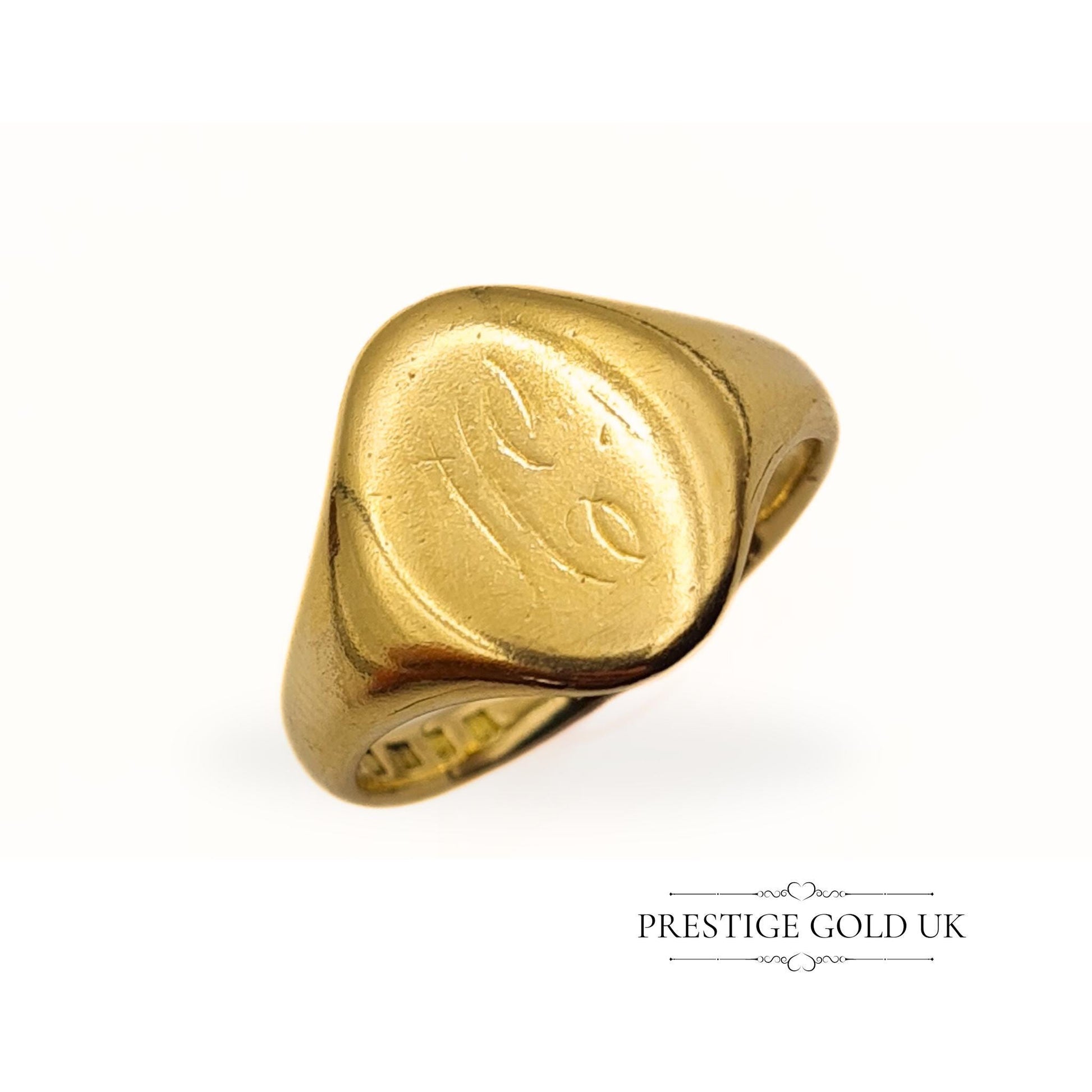 1930s 18ct Heavy Solid Gold Signet Ring -  Size UK Q 1/2, US 8 1/2, Euro 58