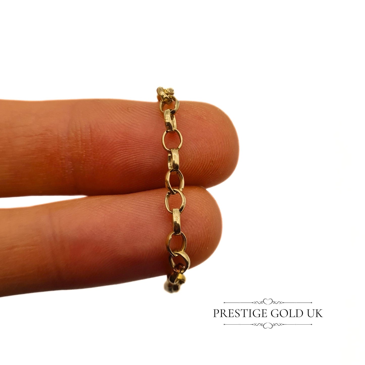 Vintage 9ct Gold Dainty Rolo Chain Bracelet - 6 3/4", 17.5cm