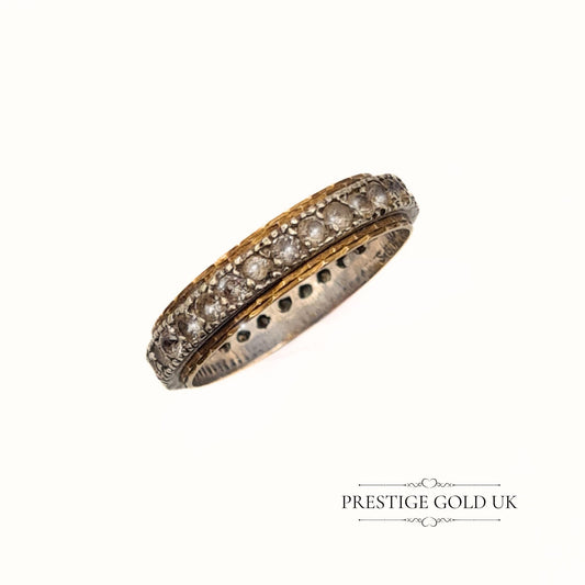 Vintage Yellow and White Gold Spinel Eternity Ring - 4 mm Wide - Size UK O 1/2, US 7 1/2, Euro 55.5