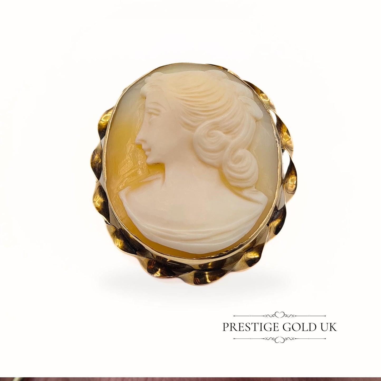 Large 9ct Gold Ladies Cameo Brooch & Pendant