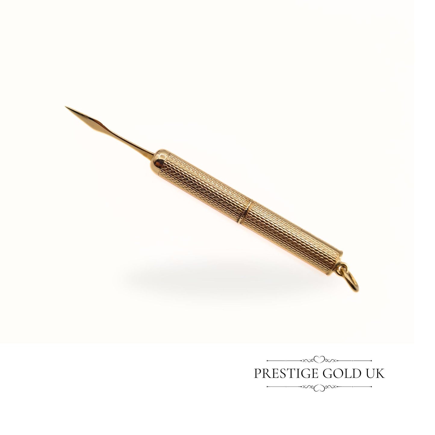 Vintage 9ct Solid Gold Retractable Tooth Pick