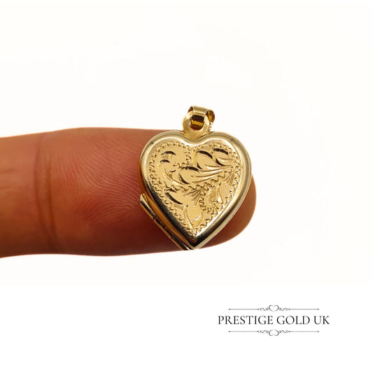 Vintage 9ct Gold Engraved Heart Locket 