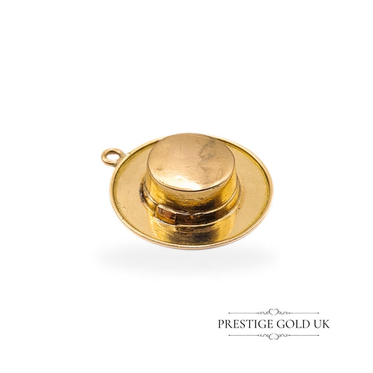 Vintage 18ct Solid Gold Boater Hat Charm