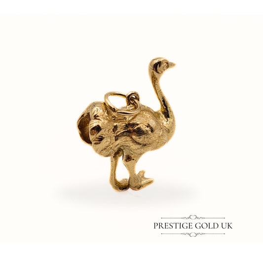 Heavy Vintage 9ct Gold Ostrich Charm