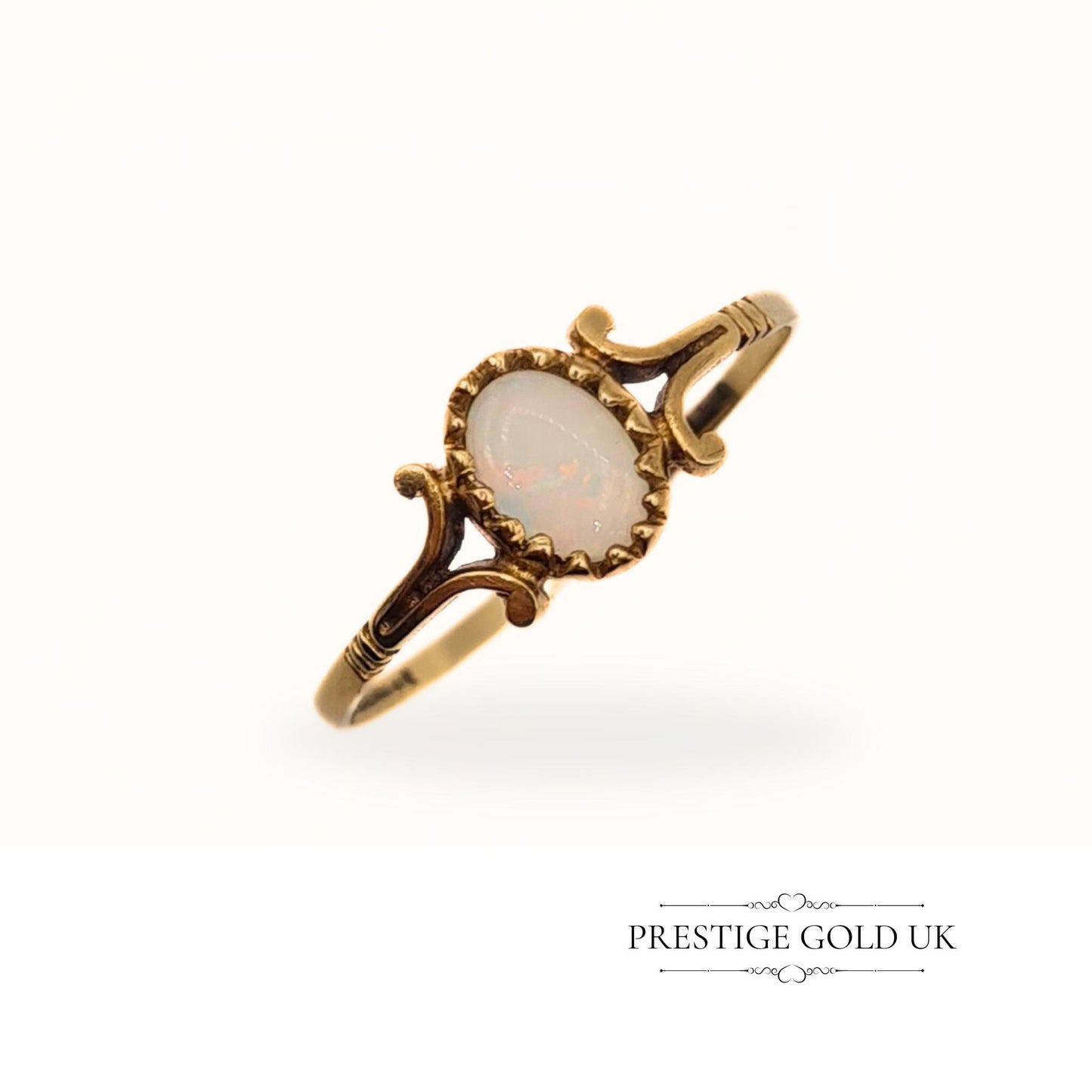 Vintage Dainty 9ct Gold & Opal Ring - Size UK U 1/2, US 10 1/2, Euro 63.5