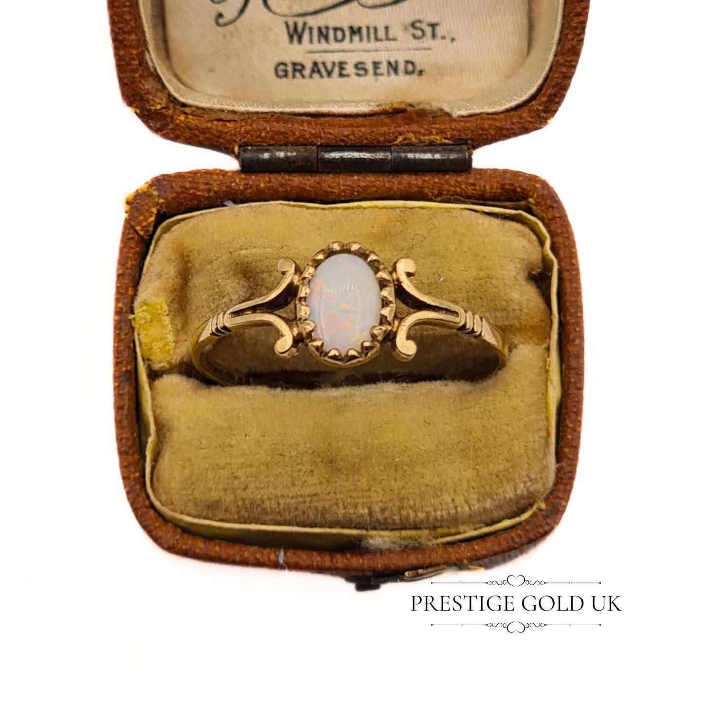 Vintage Dainty 9ct Gold & Opal Ring - Size UK U 1/2, US 10 1/2, Euro 63.5