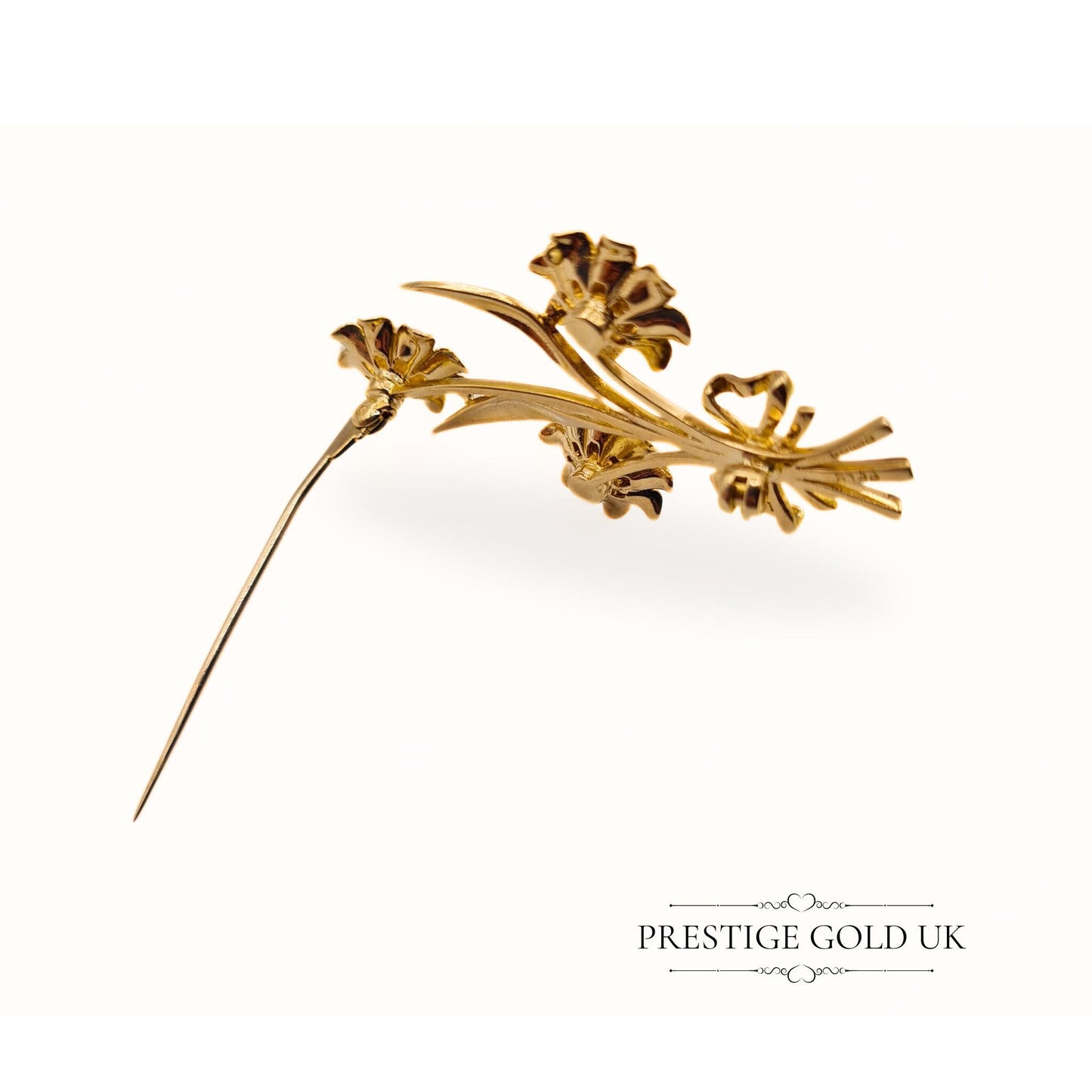 Vintage 9ct Gold & Pearl Flower Brooch