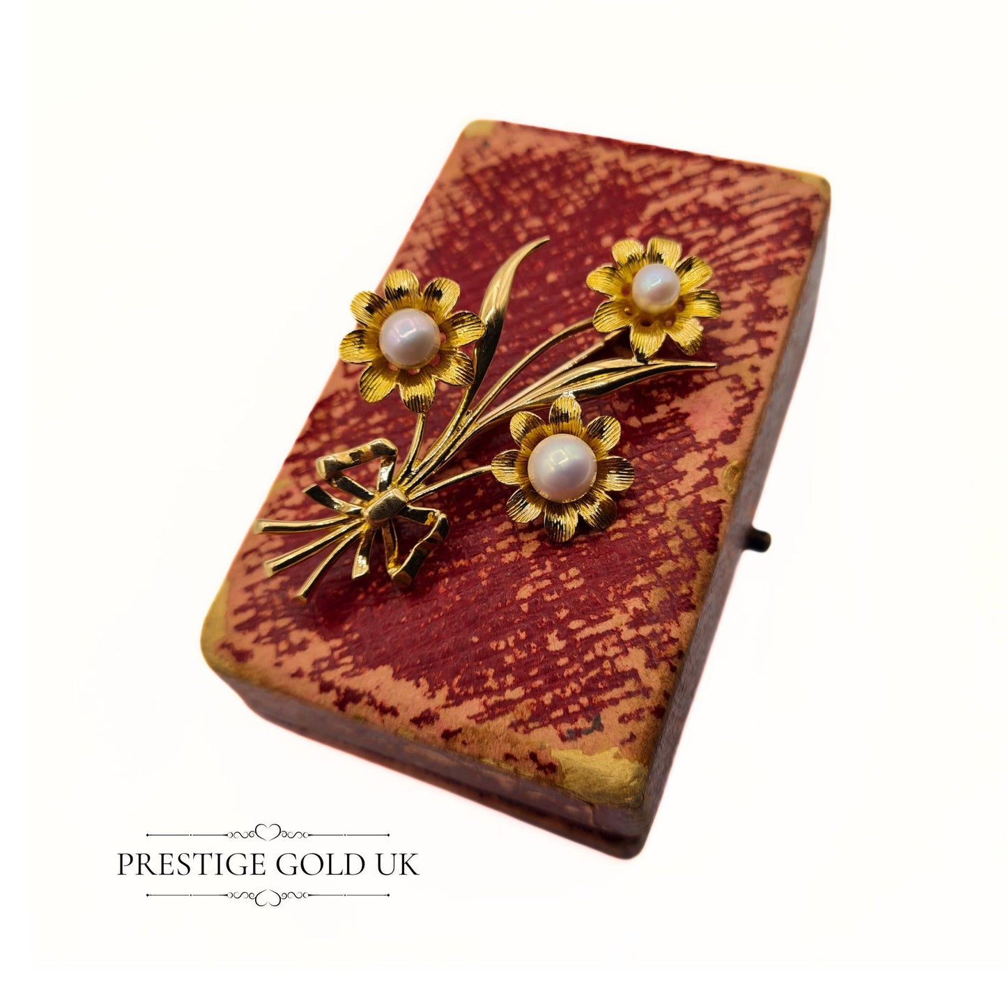 Vintage 9ct Gold & Pearl Flower Brooch