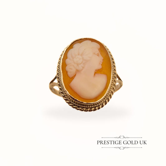 Vintage 9ct Gold Cameo Ring - Size UK O, US 7, Euro 55