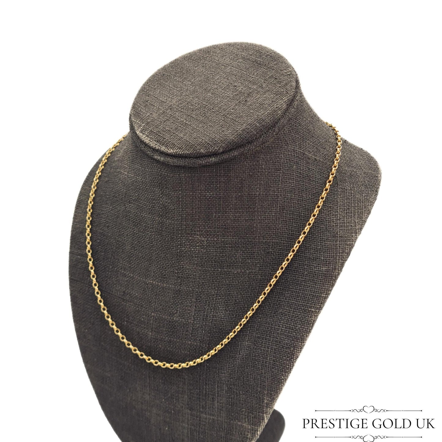 Vintage 9ct Gold Rolo Belcher Chain Necklace - 18 1/2" - 47 cm Long