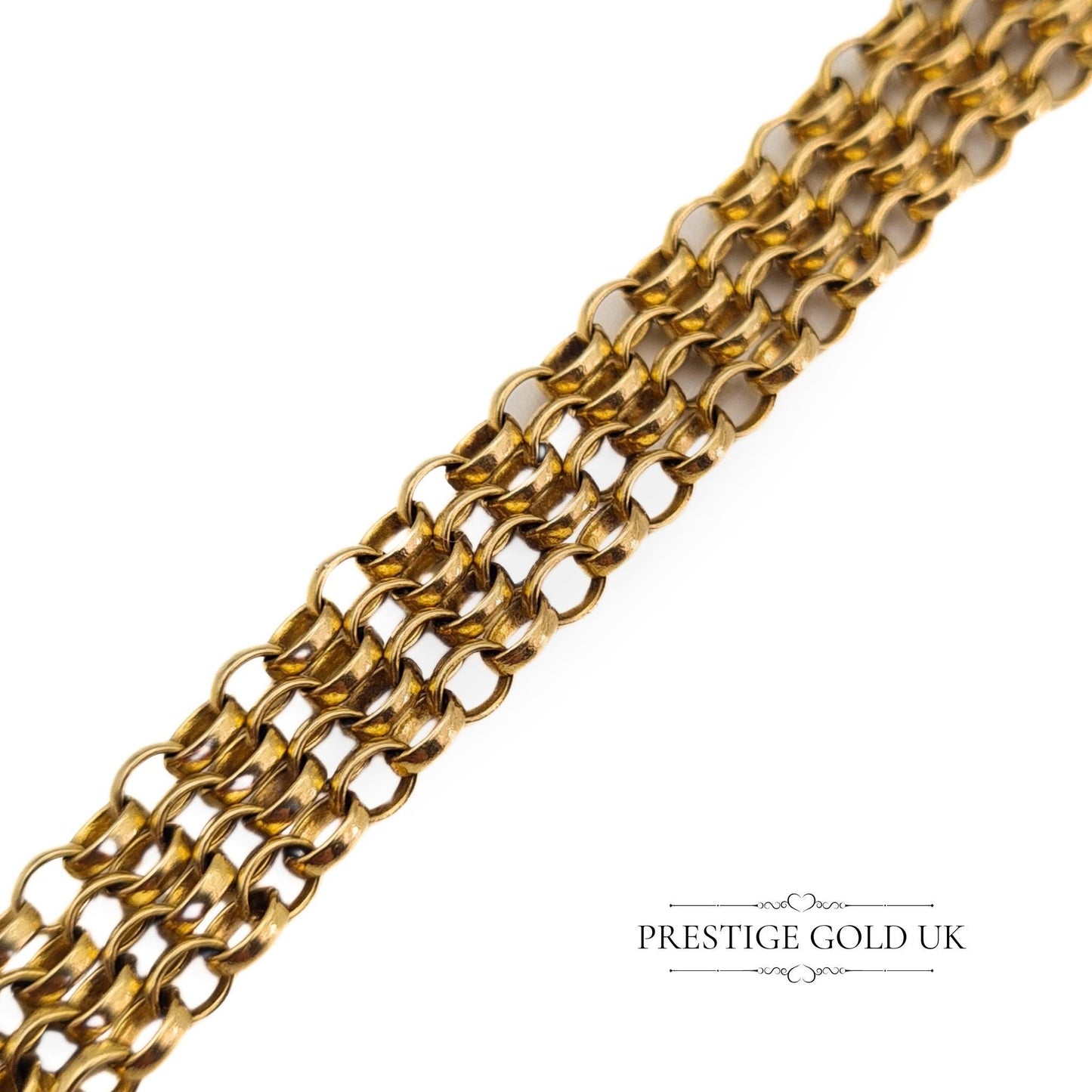 Vintage 9ct Gold Rolo Belcher Chain Necklace - 18 1/2" - 47 cm Long