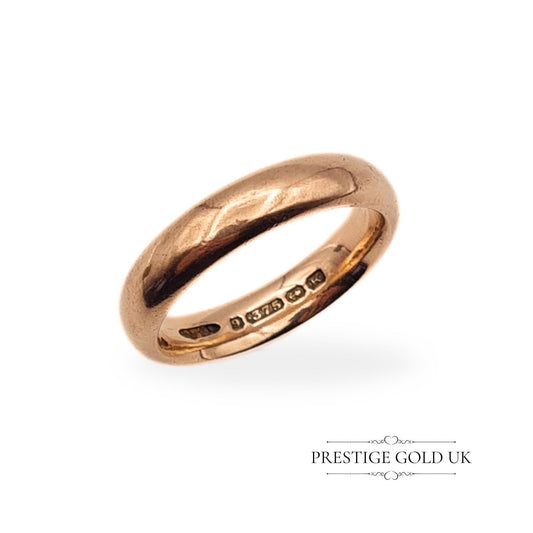Large Vintage 9ct Rose Gold Ring 5mm Wide - Size UK U, US 10 1/4, Euro 62.5