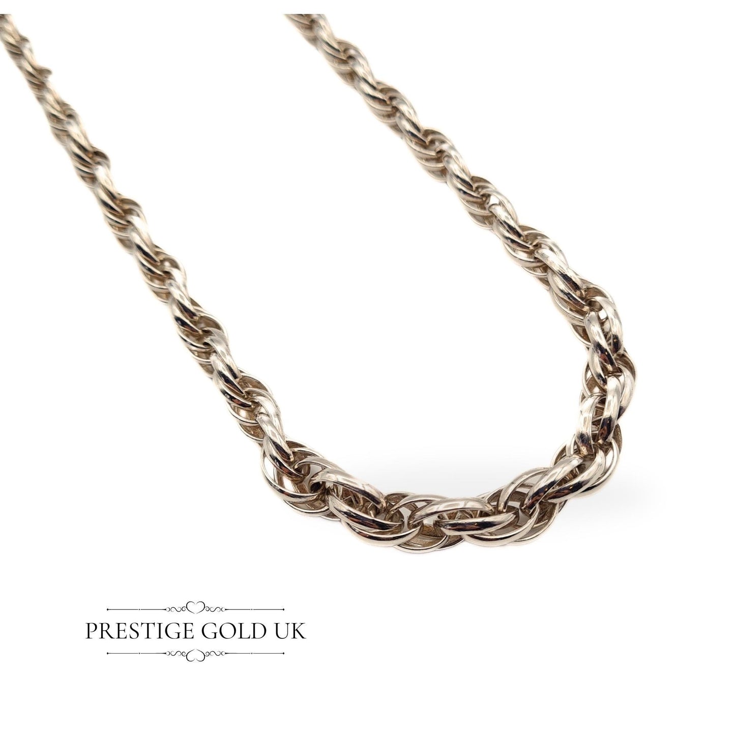 Graduated Prince of Wales Necklace in Solid Sterling Silver - 20 inch
