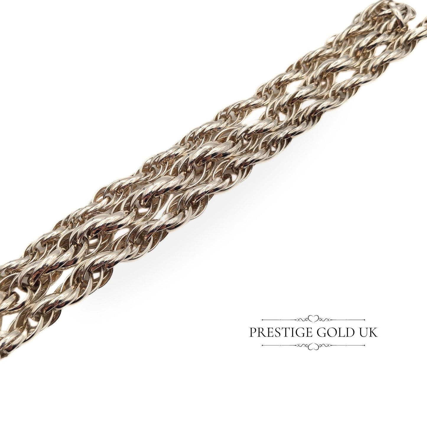 Graduated Prince of Wales Necklace in Solid Sterling Silver - 20 inch