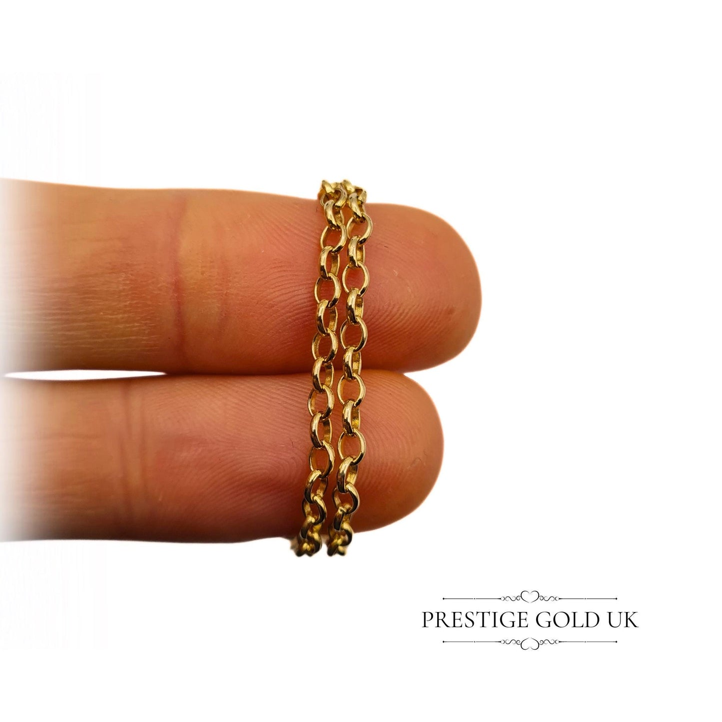 7 1/2" Vintage 9ct Gold Rolo Chain Bracelet - 19 cm