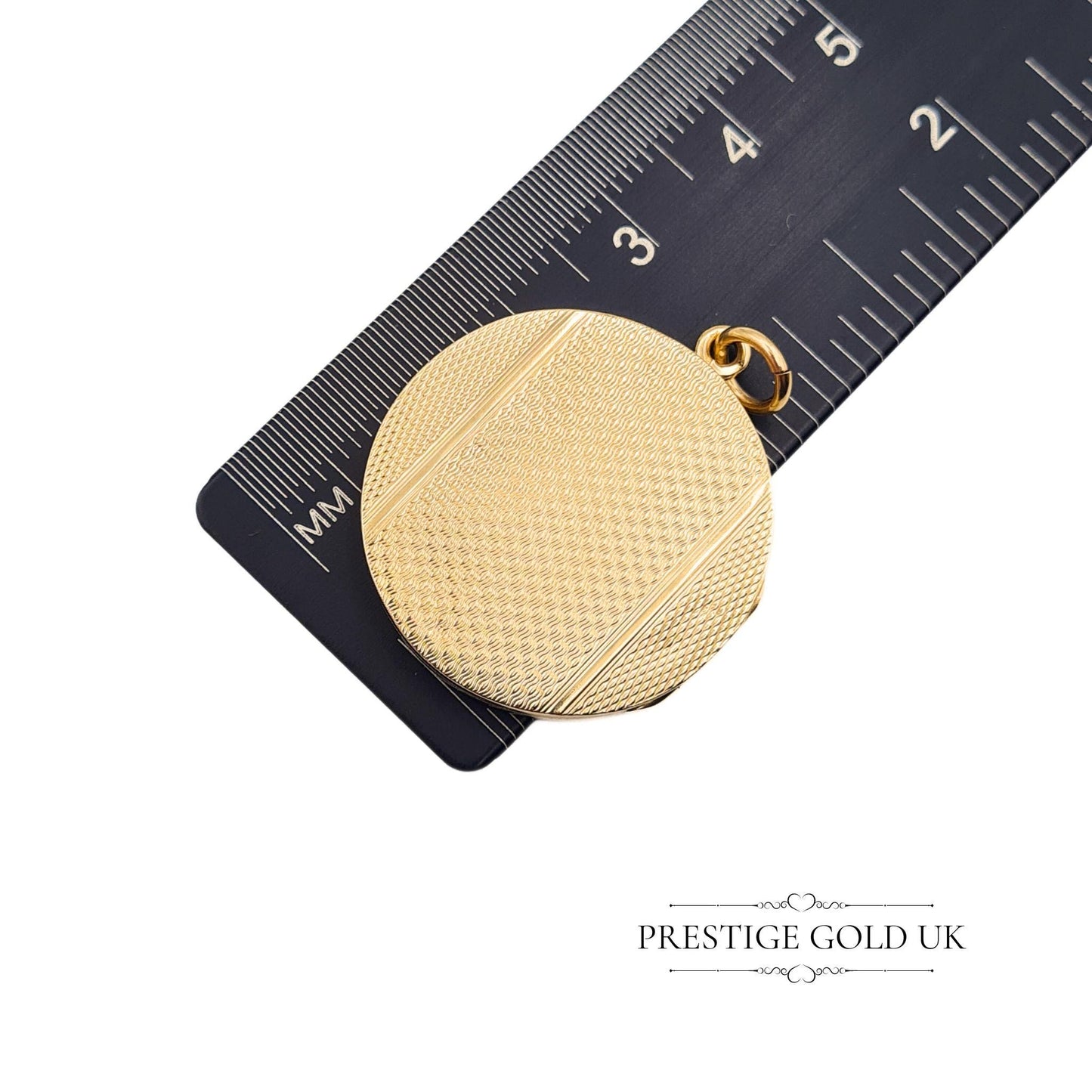 Vintage 9ct Gold Round Engraved (Geometric Design) Locket