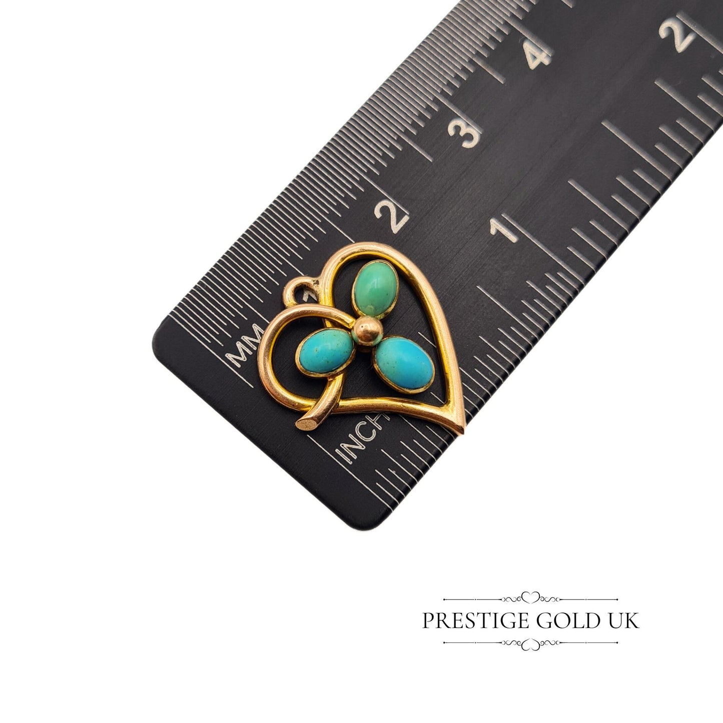 Vintage 15K Gold & Turquoise Heart Pendant