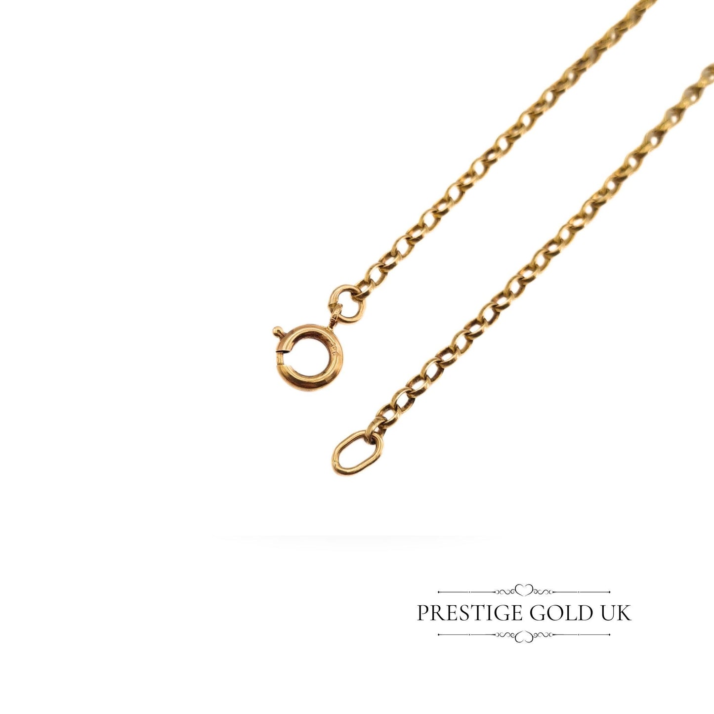Vintage 9ct Gold Rolo Belcher Chain Necklace - 18 1/2" - 47 cm Long