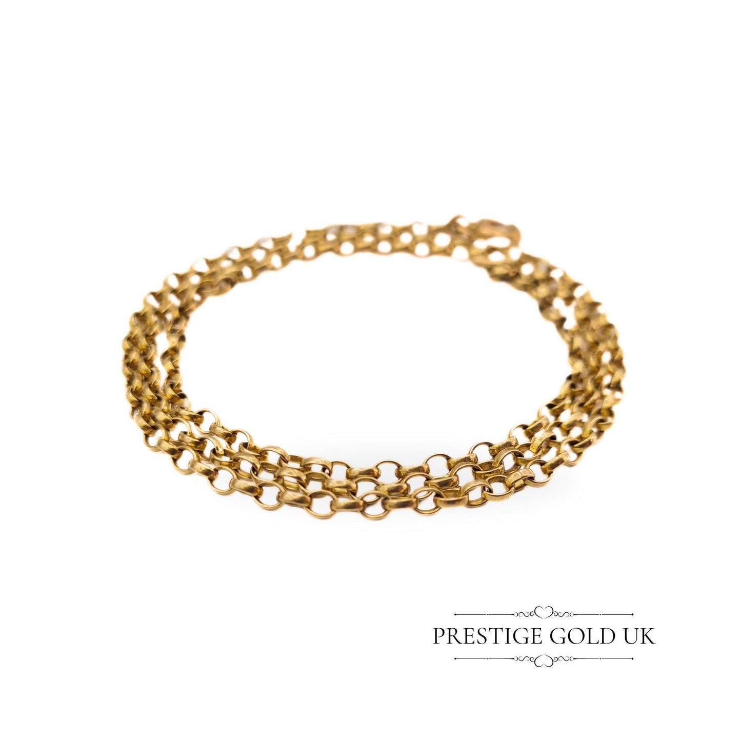 Vintage 9ct Gold Rolo Belcher Chain Necklace - 18 1/2" - 47 cm Long