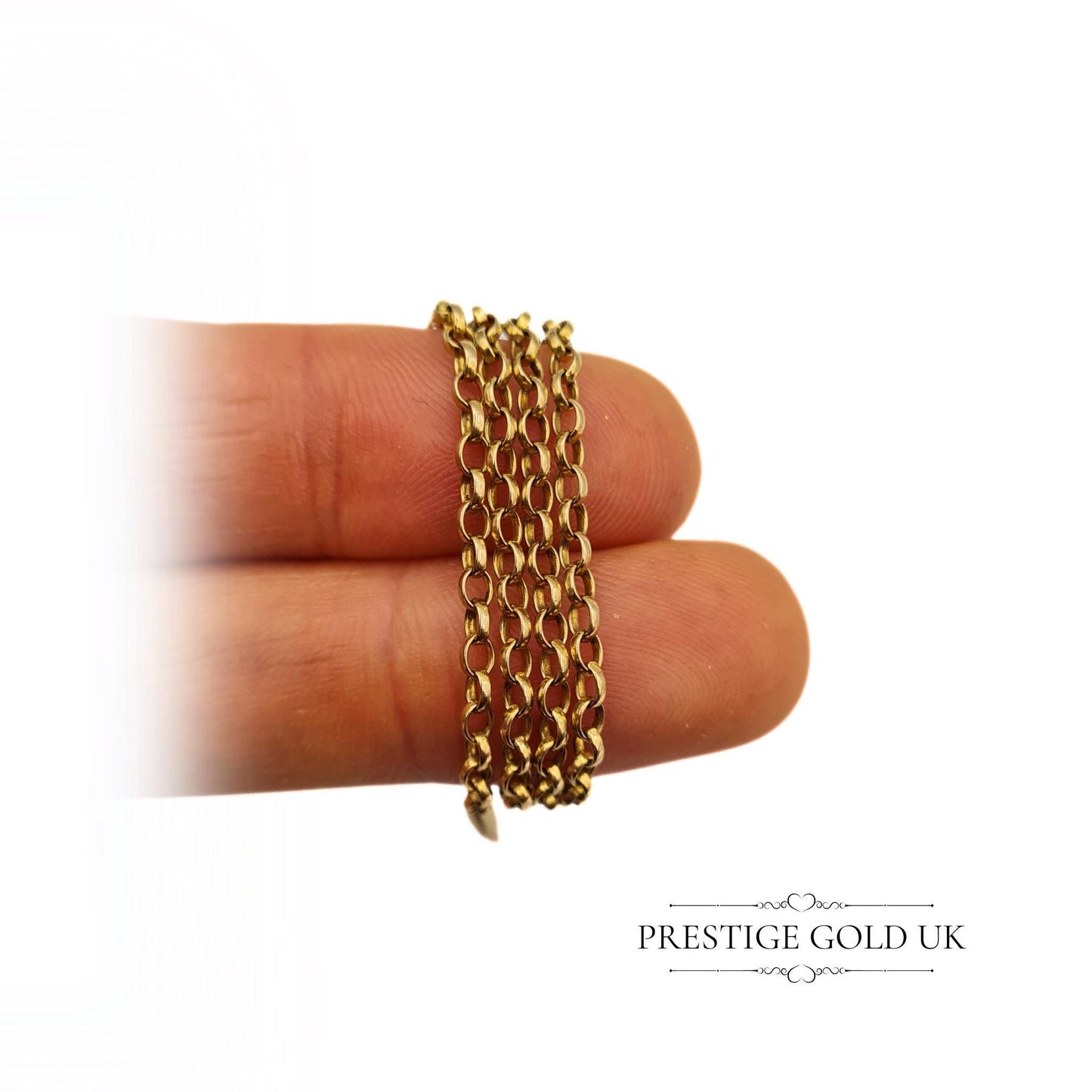 Vintage 9ct Gold Rolo Belcher Chain Necklace - 18 1/2" - 47 cm Long