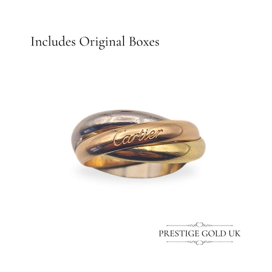 Vintage Cartier Trinity Rolling Ring in 18ct 3 Tone Gold Bands - Size UK N, US 7