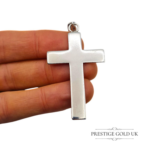 Large Solid 925 Silver Cross Pendant