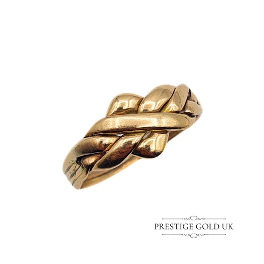 Vintage 9ct Gold Puzzle Ring, Soldered Design - Size UK X, US 11.5, Euro 65.5