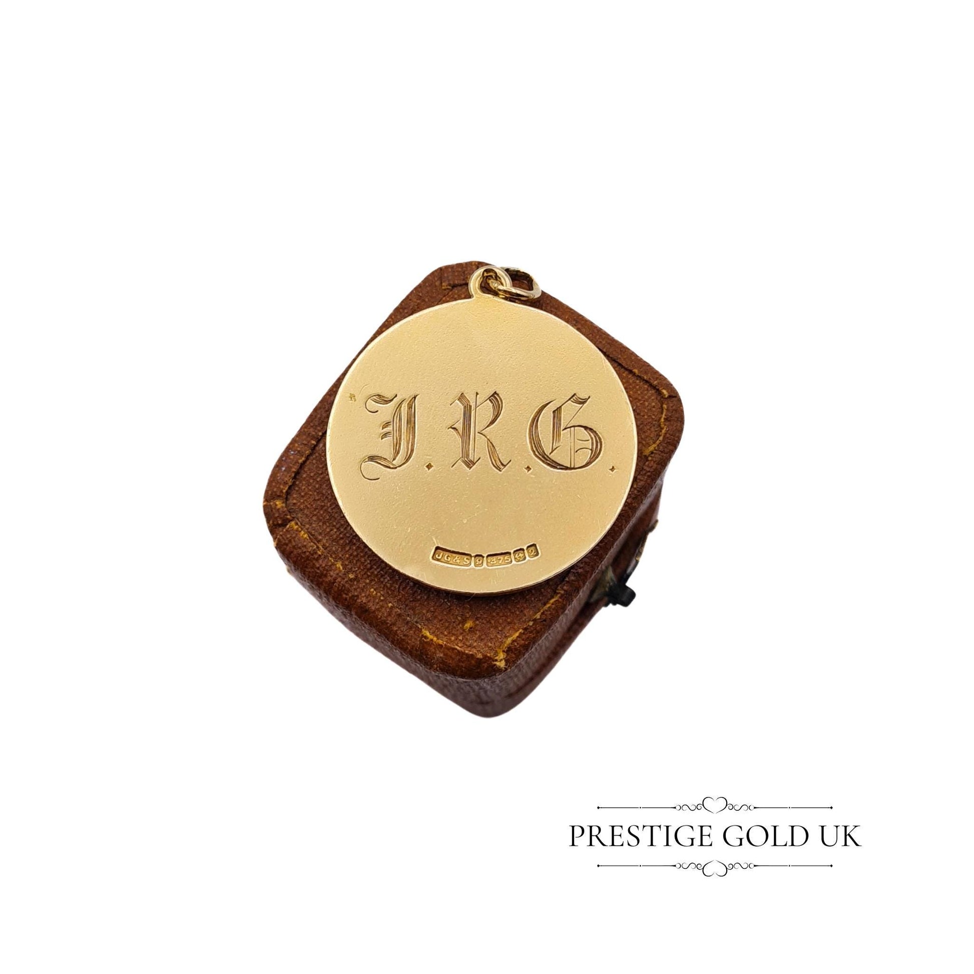 Stunning religious gold pendant with intricate engraving, symbolising protection and guidance.