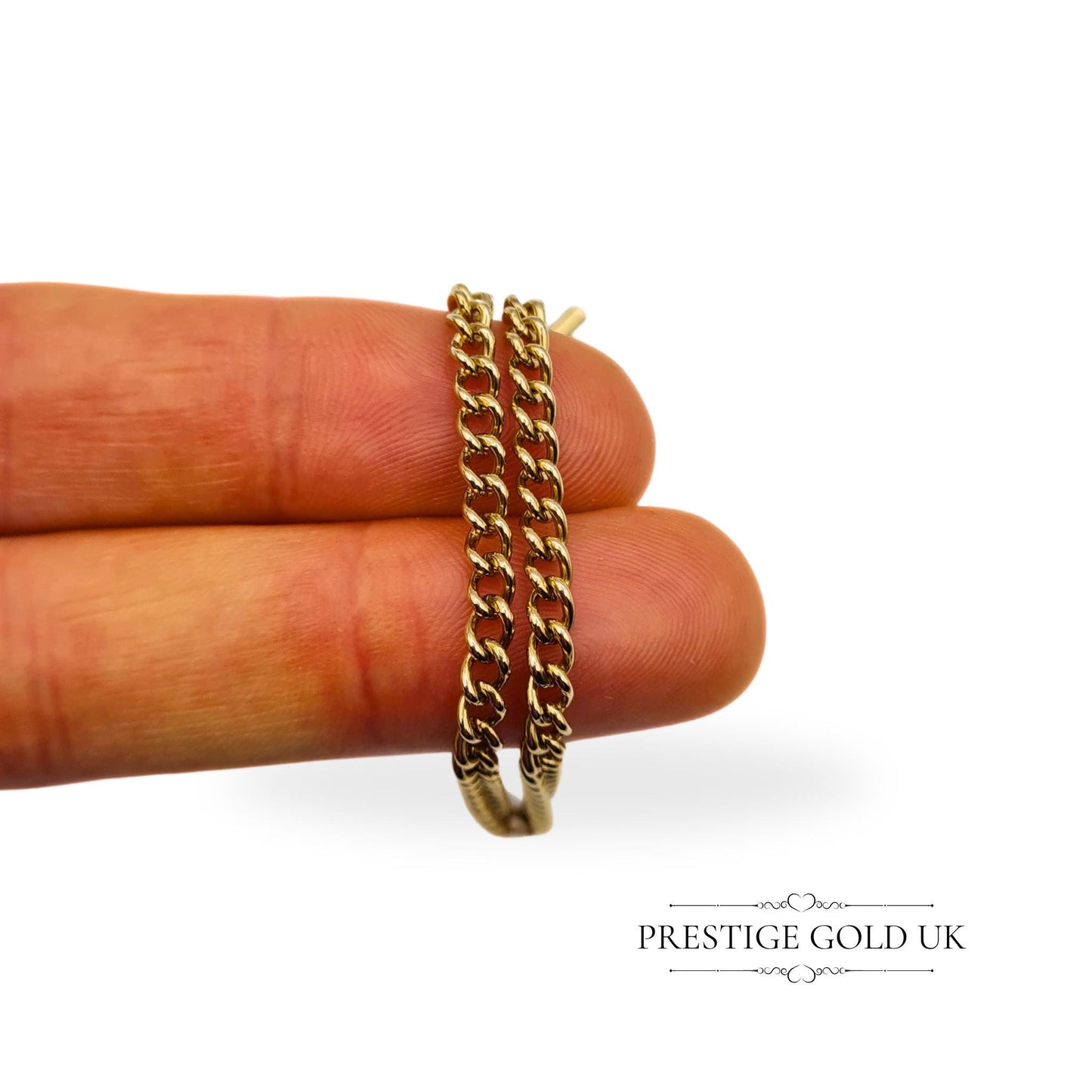 9ct Gold Curb Bracelet with Albert T-Bar & Lobster Clasp - 7" (17cm)