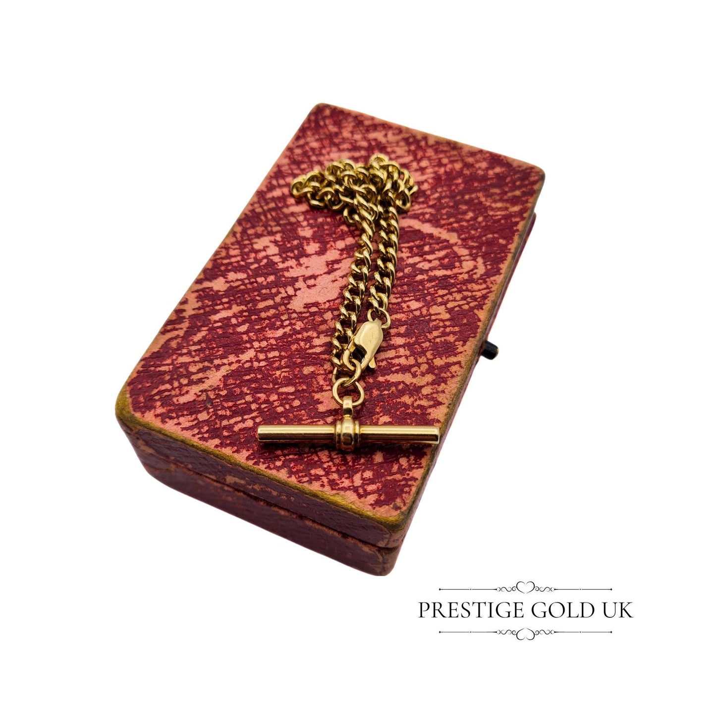 9ct Gold Curb Bracelet with Albert T-Bar & Lobster Clasp - 7" (17cm)