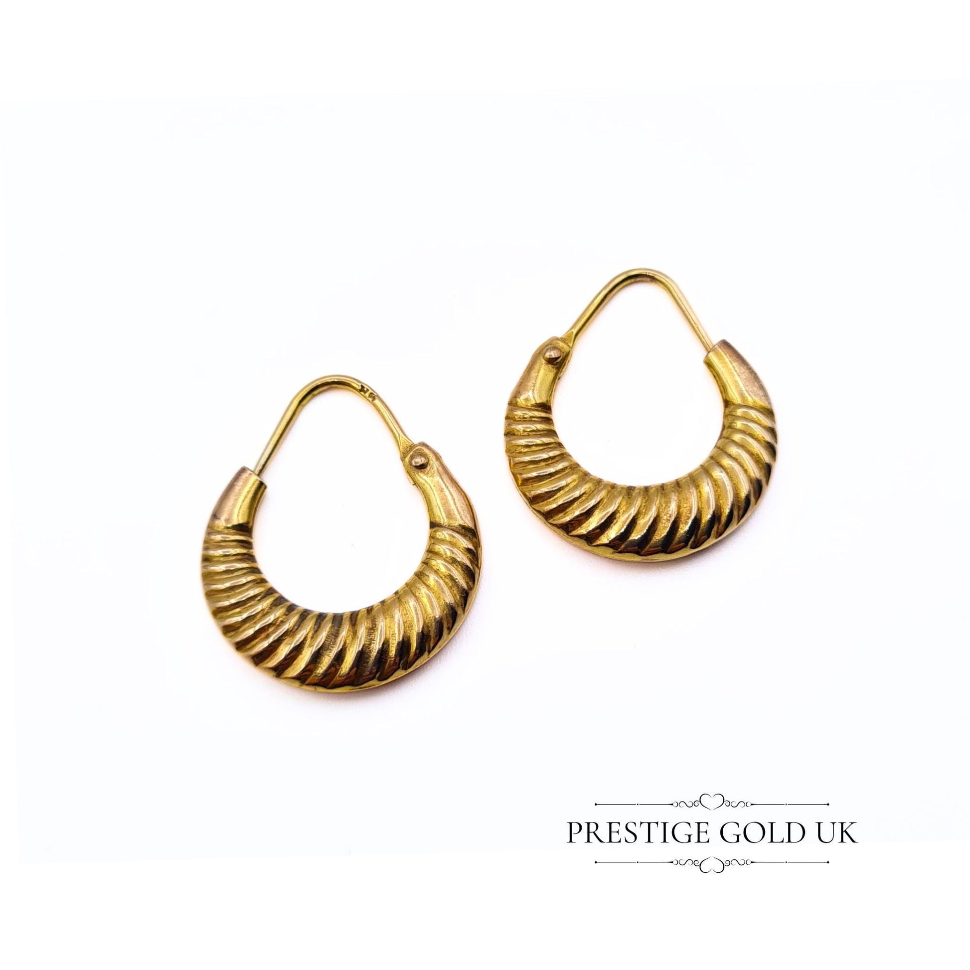 Vintage 9ct Gold Small Round Creole Hoop Earrings