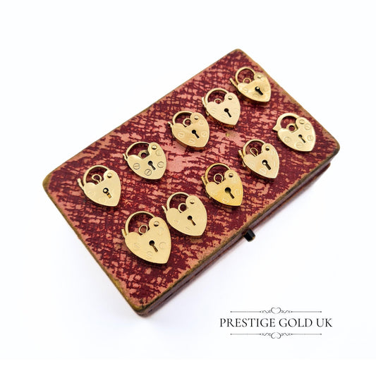 Tiny 9ct Gold Heart Padlock Pendants - Various Sizes Under 1g