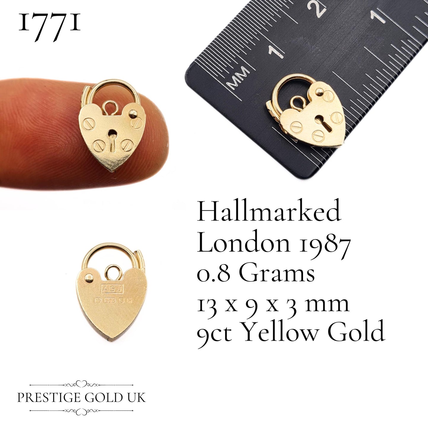 Tiny 9ct Gold Heart Padlock Pendants - Various Sizes Under 1g