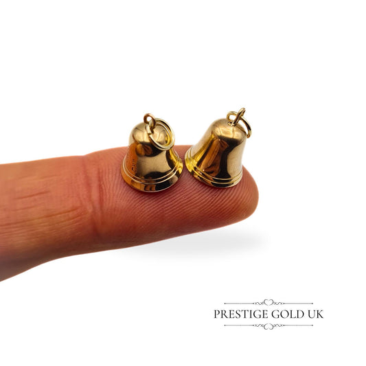 Pair of Tiny 9ct Gold Ringing Bell Charms
