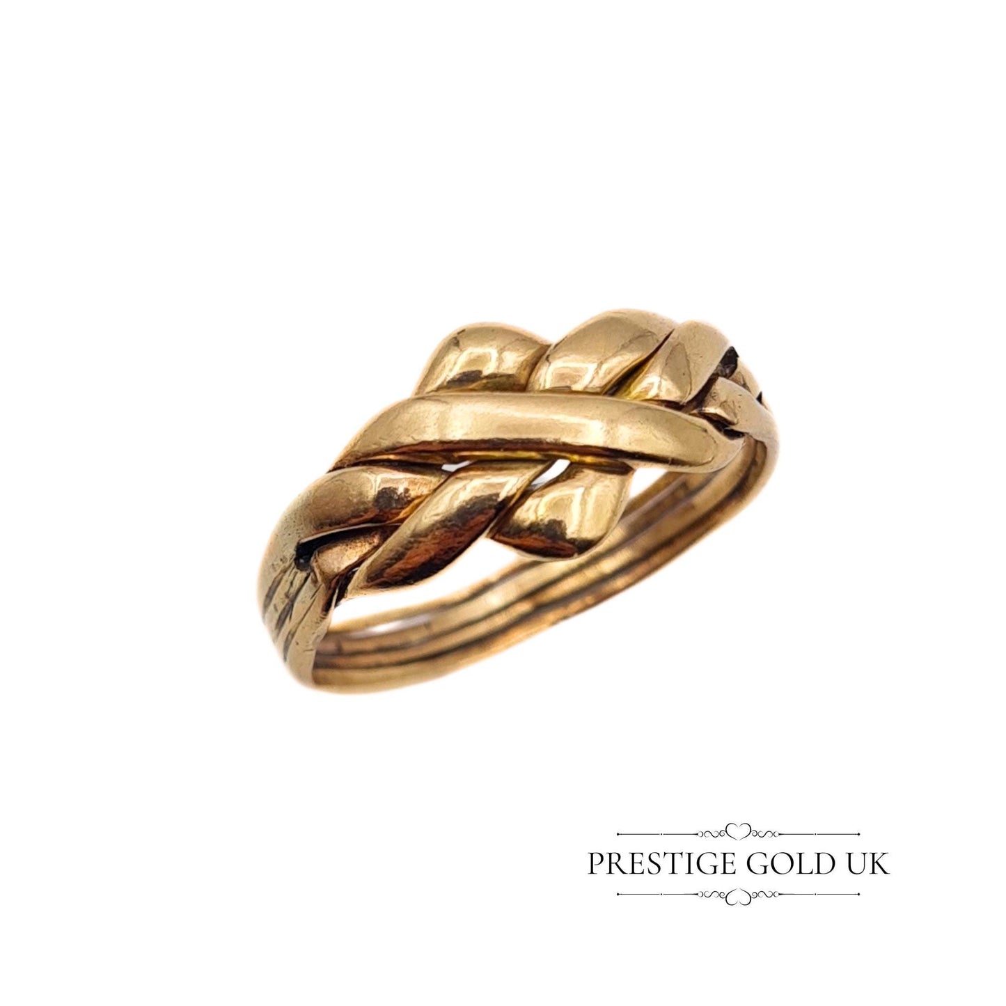 Vintage 9ct Gold Puzzle Ring, Soldered Design - Size UK X, US 11.5, Euro 65.5