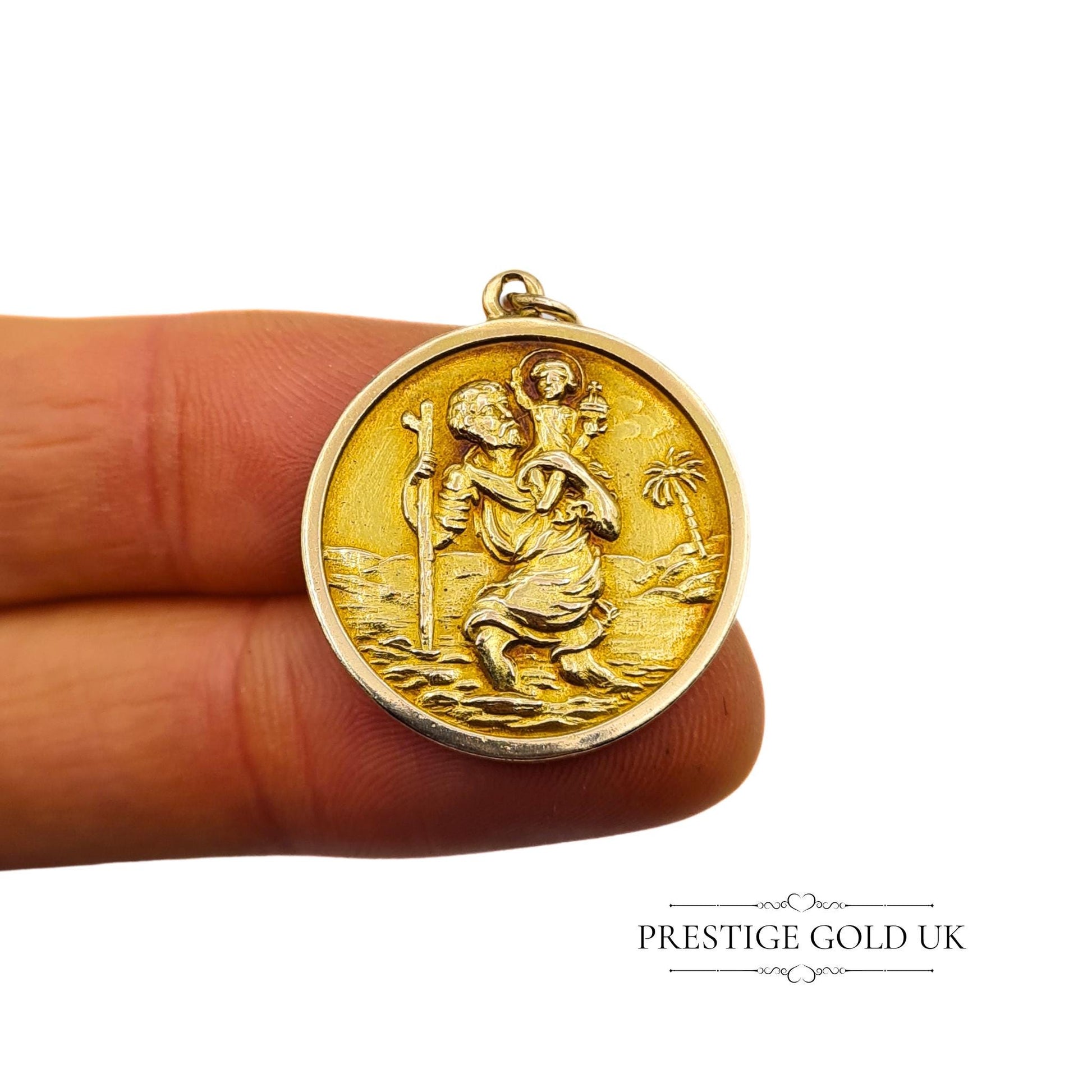 Circular solid gold pendant measuring 30mm in diameter, ideal as a timeless keepsake or gift.