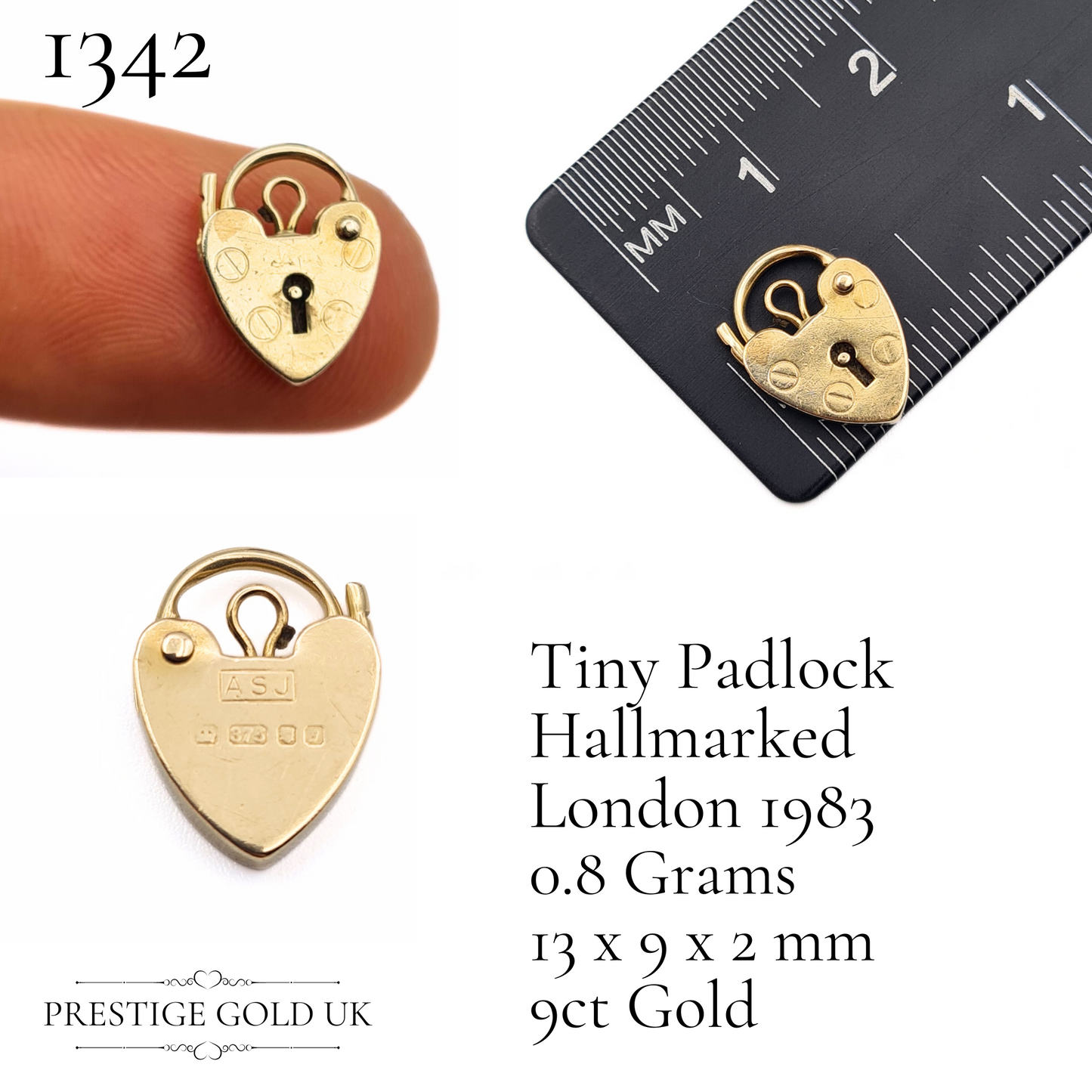 Vintage Small Gold Heart Padlock Pendant 9ct