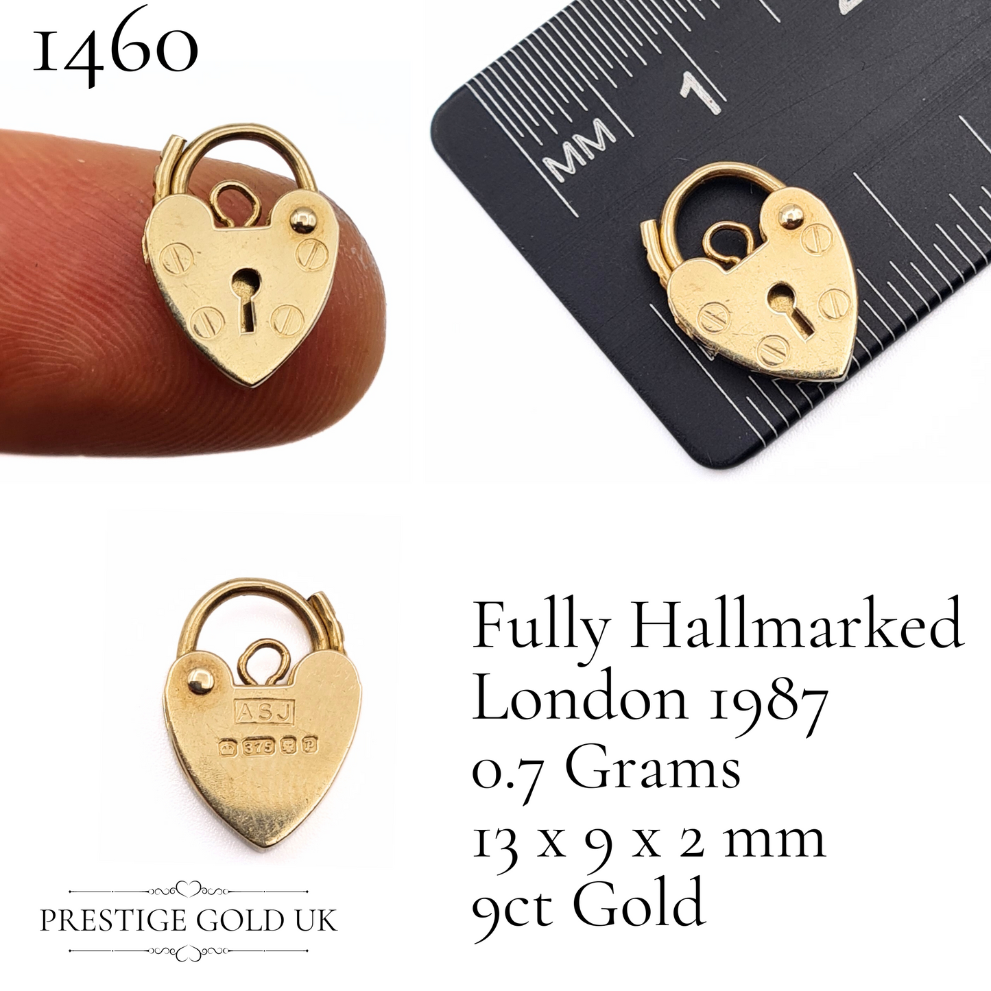 Tiny Gold Heart Padlock Pendants 9ct Gold Charm